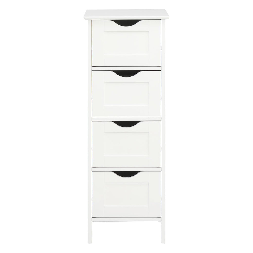 Ktaxon Bathroom Floor Storage Cabinet with 4 Drawers, Small Cabinet for Bedroom Kitchen, MDF White
