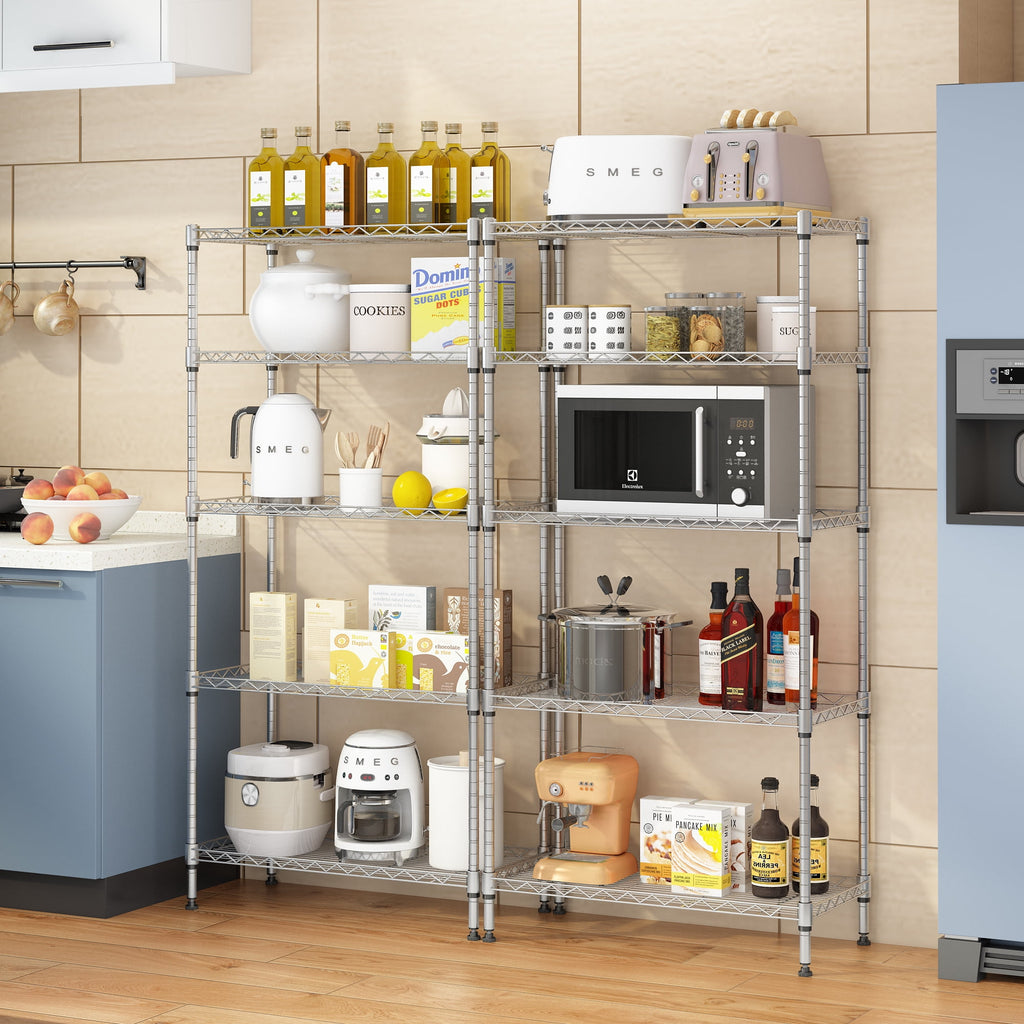 Ktaxon 5-Tier Wire Shelving Unit, Steel Storage Rack for Garage Office Kitchen Silver, 30" W x 14" D x 60" H