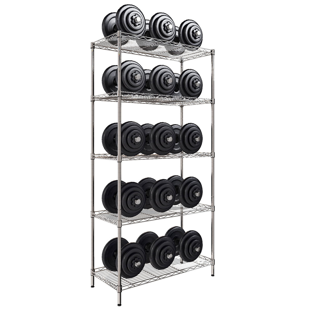 Ktaxon 5-Tier Wire Shelving Unit, Steel Storage Rack for Garage Office Kitchen Silver, 30" W x 14" D x 60" H