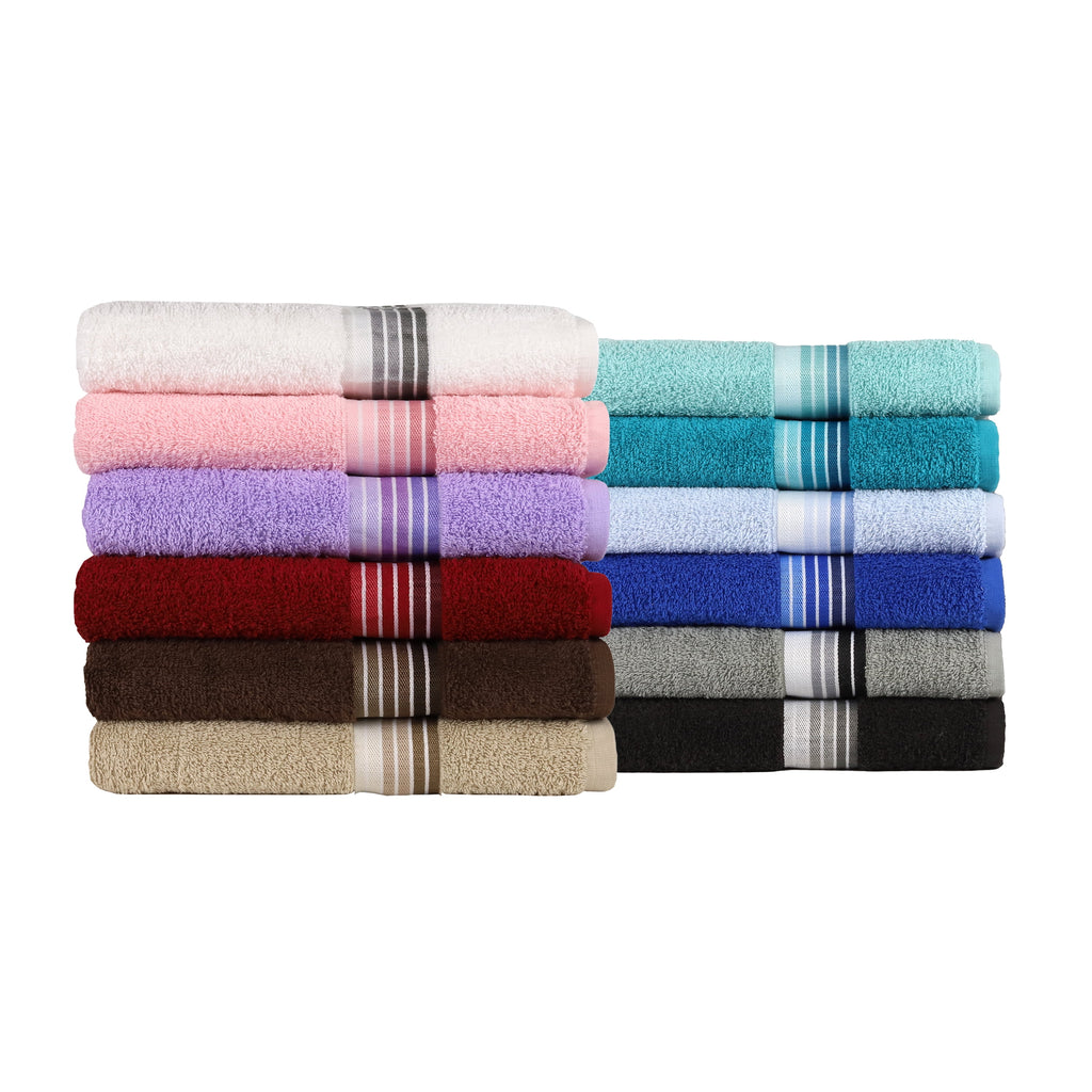 Mainstays Basic Bath Towel, Soft 100%  Cotton and Highly Absorbent Striped Bath Towel, White