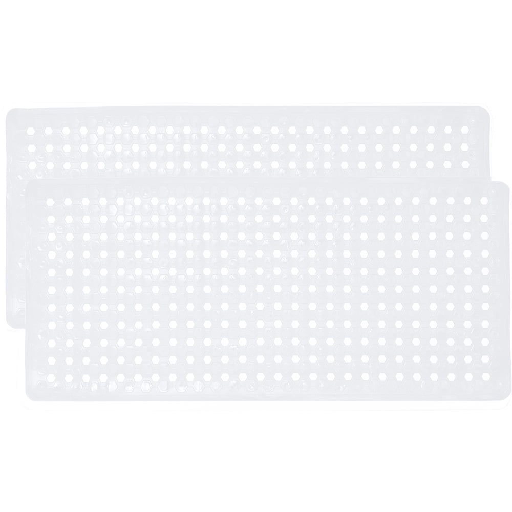 GORILLA GRIP Patented Bath Tub Shower Mat, Machine Washable Bathtub Floor Liner Mats, Suction Cups and Drain Holes to Keep Tubs Clean, Soft on Feet, Bathroom Essentials, 35x16 Inch, Clear